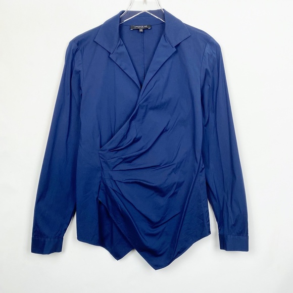 Lafayette 148 Odetta Wrap Blouse Blue - Picture 1 of 11